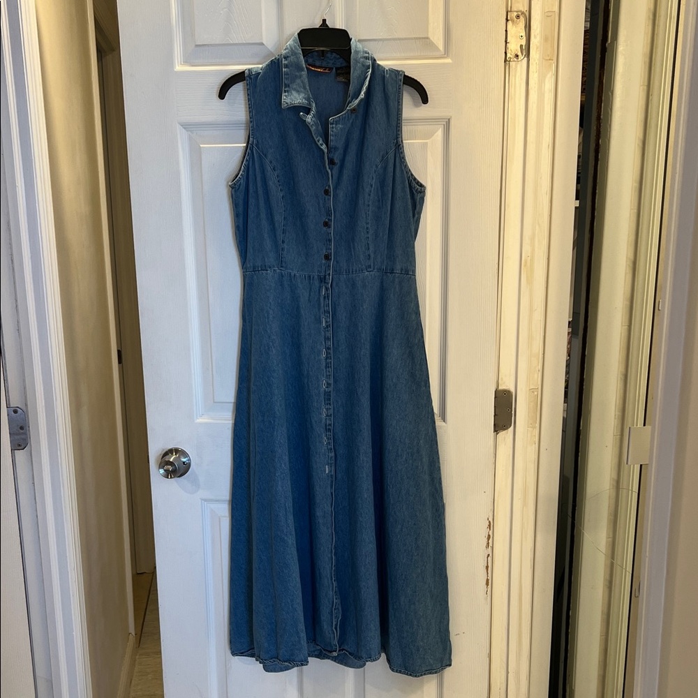 Faded Glory Sleeveless Button-Front Denim Dress